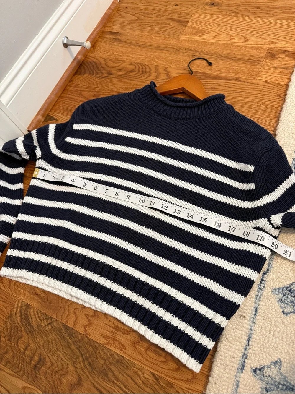 J.Crew Rollneck Sweater Striped Navy and Ivory Size XS